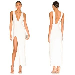 Superdown Erika Deep V Jersey Maxi in Ivory Size S